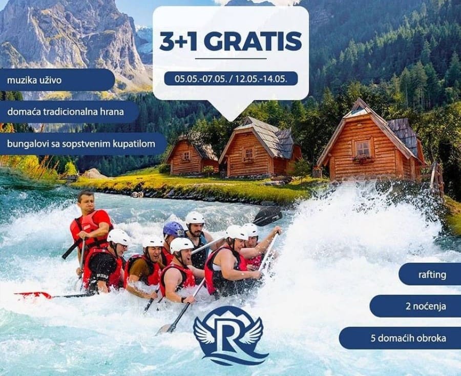 Rafting na Tari - akcija 3+1 gratis