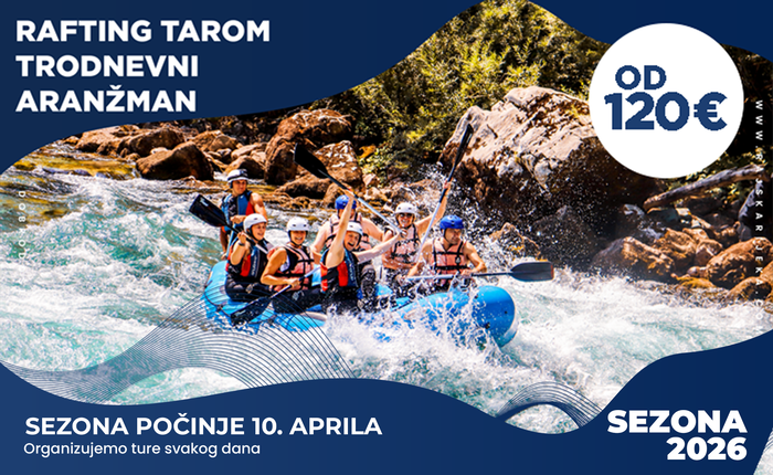 Rafting Tarom - Trodnevni aranžman - Rajska Rijeka 2026