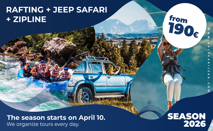 Tara Rafting + Jeep Safari + Zip Line - 3-day Arrangemen 2026