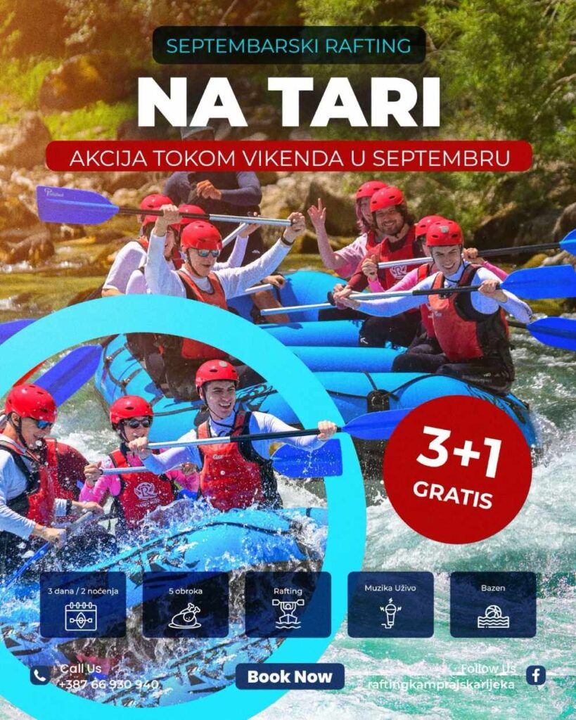 Rafting na Tari u septembru – jedan dan više ili jedan gost gratis u Rajskoj rijeci